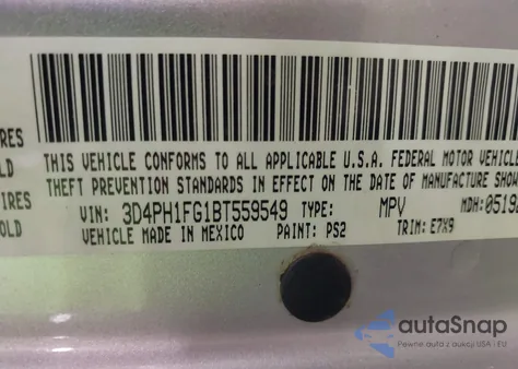 2011 Dodge Journey Mainstreet z USA, uszkodzony, nr VIN 3D4PH1FG1BT559549